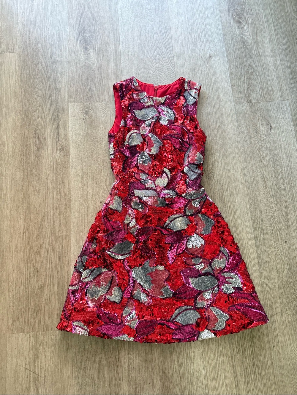 helsi daria red floral sequin fit and flare mini cocktail dress size XS NEW